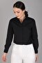 Women's Black Lycra Long Sleeve Cotton Classic Shirt - 4
