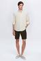 Ds Damat Comfort Beige Button Collar Relaxed Fit Linen Look 100% Cotton Shirt - 6