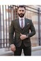 ITALIAN CUT STRIPED MEN'S GREEN SUIT WITH VEST - SLIM FIT SD4853 - 8