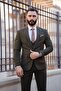 ITALIAN CUT STRIPED MEN'S GREEN SUIT WITH VEST - SLIM FIT SD4853 - 6