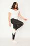 Women's Large Size Black Tulle Detailed Viscose Leggings 65n34706 - 6