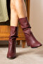 Rille Women's Burgundy Matte Gusseted Heeled Boots - 3