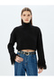 Turtleneck Long Sleeve Tassel Crop Knit Sweater - 3