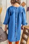Button Detailed Robadan Girl's Dress Blue - 3