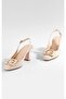 Women's Beige g Accessory Casual Heeled Shoes - 2