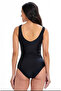 V-neck Tulle Detailed Low-cut Black Stylish Swimsuit - 7
