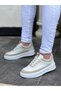 KB 006 White Skin Beige Suede High Sole Lace Up Casual Men's Shoes - 2