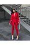 Women's Rhinestone Jacket Trousers Set Red - 5
