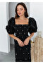 Black Pearl Embroidered Balloon Sleeve Long Evening Dress - 2