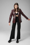 Wm011 Real Leather Women's Blazer Jacket Claret Red - 4