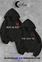 Dear Couple Combination Key to Text Printed Color Hooded Sweatshirt Set of 2 Black
