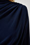Navy Blue Sandy Blouse - Gather Detailed, Lff0001 - 4