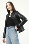 Yb2156 Genuine Leather Women's Coat Black