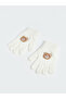 Ecru Teddy Bear Embroidered Girls' Gloves from Guliş Store