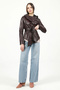Claret Red Hera Women's Coat - Genuine Leather with Cross Zipper and Belt - 4