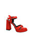 Dekas DA8724 Thick Heeled Women's Single Band Shoes RED - 2