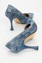 Women's high heel shoes with stone ribbon from the wrist, navy blue jeans - 4