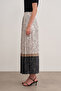 1178111   Patterned Fabric Pleated Skirt with Belted Waist - 4