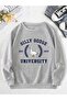 Silly Goose Thick Winter Sweatshirt - Gray Printed Oversize Raised Crew Neck