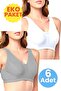 Women's Cotton Combed Cotton Half Tank 3 White 3 Gray - 6