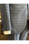 Italian style plaid jacket pants suit blue T10723 - 5