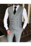 Italian Style Slim Fit Men Jacket Vest Pants Suit Black T9127 - 2