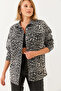 Women's Black Gabardine Leopard Denim Jacket 60251838 - 5