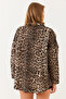 Women's Brown Gabardine Leopard Denim Jacket 60251838 - 7