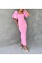 Pink Pearl Embroidered Balloon Sleeve Long Evening Dress - 3
