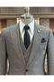 Italian Style Slim Fit Men's Jacket Vest Pants Suit Brown T11018 - 4