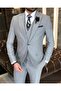 Italian Style Slim Fit Men Jacket Vest Pants Suit Grey T9115 - 3