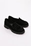 Women's Thick Sole Tasseled Loafer Shoes Black Suede 3951841 - 2