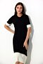 Black Ecru Midi Length Corduroy Knitwear Dress - 4