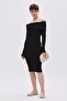 Black Off-the-Shoulder Knitwear Dress