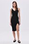 Black V-Neck Knitwear Dress