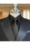 Italian Cut Slim Fit Double Breasted Jacket Trousers Groom Suit Black T9213 - 6