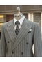 Italian style Slim Fit Striped Double-Breasted -breasted jacket and trousers suit grey T11940 - 3