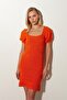 Orange Square Collar Knitwear Dress