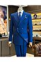 Italian Style Slim Fit Men's Double-Breasted Jacket Pants Suit Navy Blue T12687