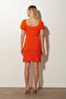 Orange Square Collar Knitwear Dress - 4