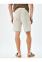 Linen Blend Shorts Skinny Chino Pocket Detail Buttoned - 4