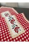 Red Gingham Cross Stitch Embroidered Slanted Runner (Processings Change) - 2