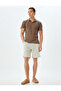 Linen Blend Shorts Skinny Chino Pocket Detail Buttoned