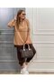 Women's Coffee Hooded Skirt Detail Crest Reverse Stitching Double Suit - 5