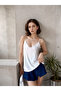 Women's White Strap Ruched Stylish Blouse - 3