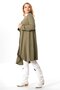 Long Sleeve Gizem Autumn and Winter Asymmetrical Cut Double Muslin Jacket Khaki Hk - 4