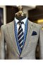 Italian style slim fit mono collar men's jacket blue T10889 - 2