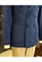 Italian style velvet double-breasted men's single jacket navy blue T11036 - 4