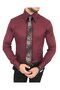 Italian Style Slim Fit Pointed Collar Satin Men's Shirt Burgundy T7212 - 2