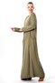 Long Sleeve Nazlı Side Double Pockets Autumn and Winter Authentic Double Muslin Long Dress Khaki Hk - 5